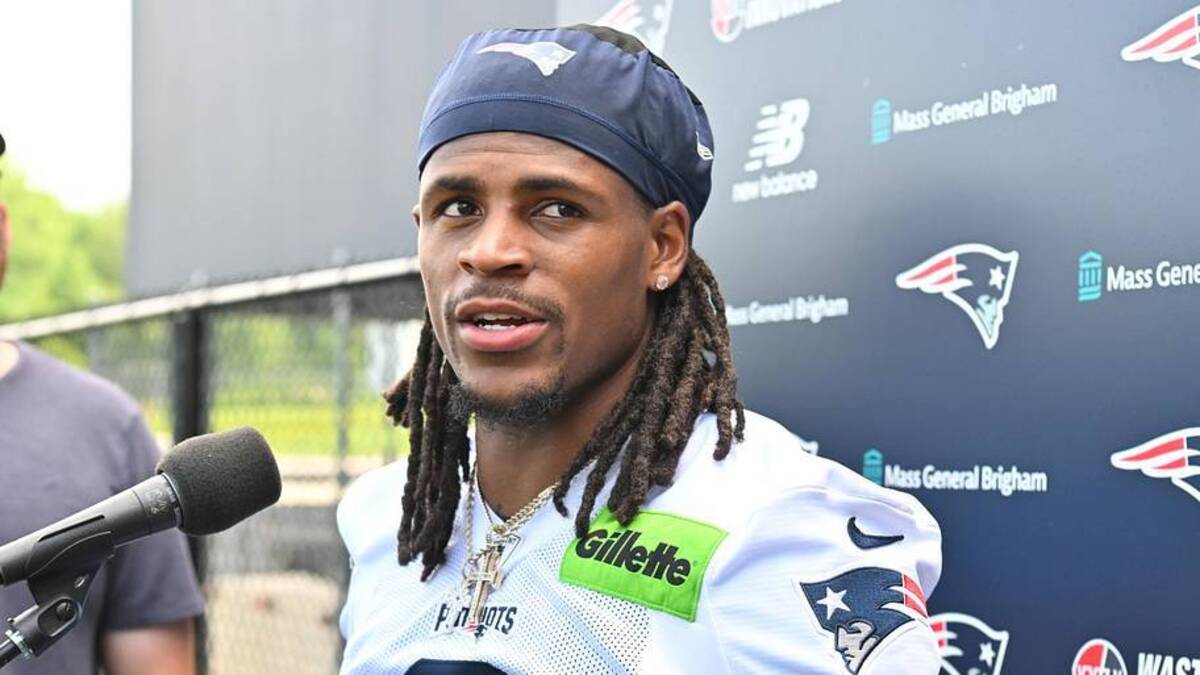  Jun 10, 2026; Foxborough, MA, USA; New England Patriots wide receiver DeMario Douglas (3) speaks to the media after minicamp at Gillette Stadium. Mandatory Credit: Eric Canha-Imagn Images | Eric Canha-Imagn Images 