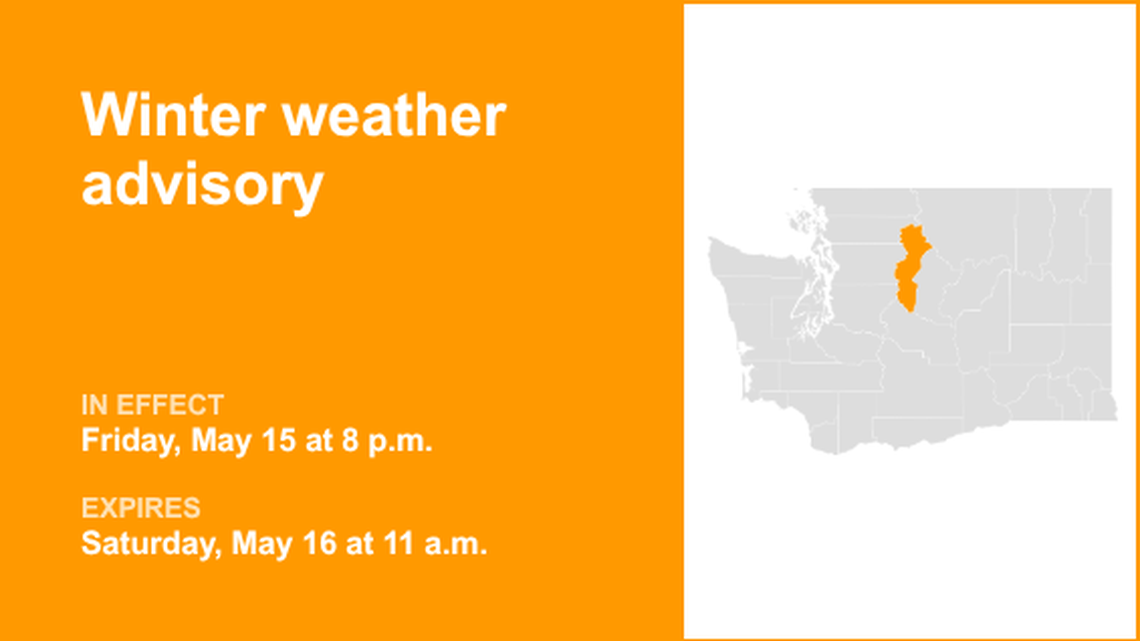 UPDATE: Winter weather advisory issued for Western Chelan County until Saturday midday 