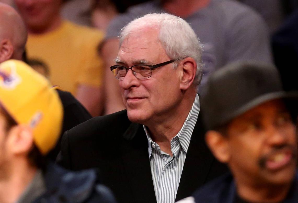  LOS ANGELES, CA - MARCH 12: New York Knicks president Phil Jackson watches from the stands as his team plays the Los Angeles Lakers at Staples Center on March 12, 2015 in Los Angeles, California. The Knicks won 101-94. (Photo by Stephen Dunn/Getty Images) 