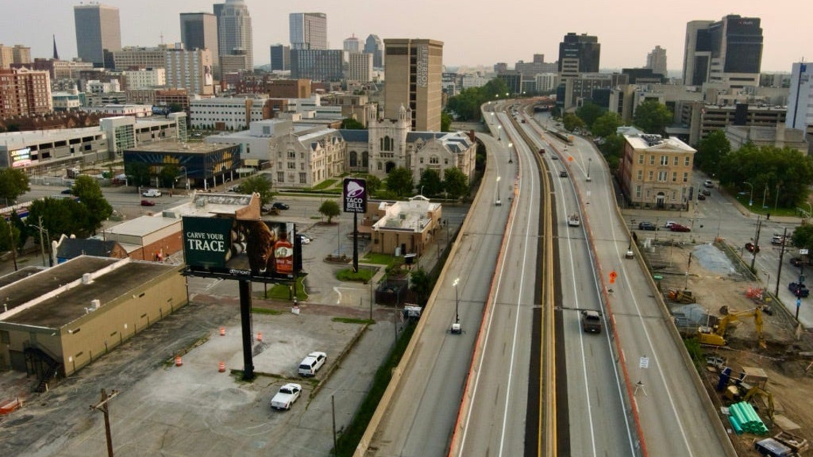 Broadway under I-65 closed in Louisville. See detour routes 