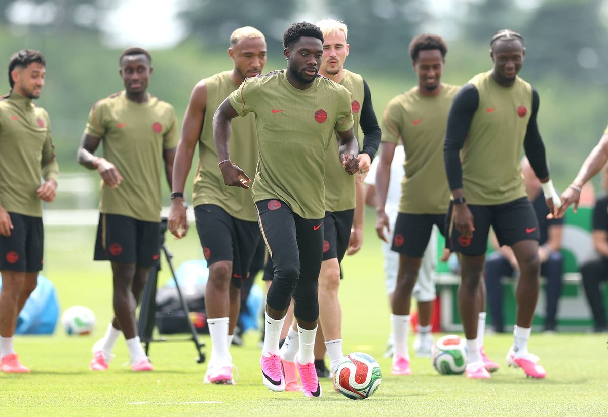  Alphonso Davies during a training session of Canada. Photo by Alex Pantling - FIFA/FIFA via Getty Images