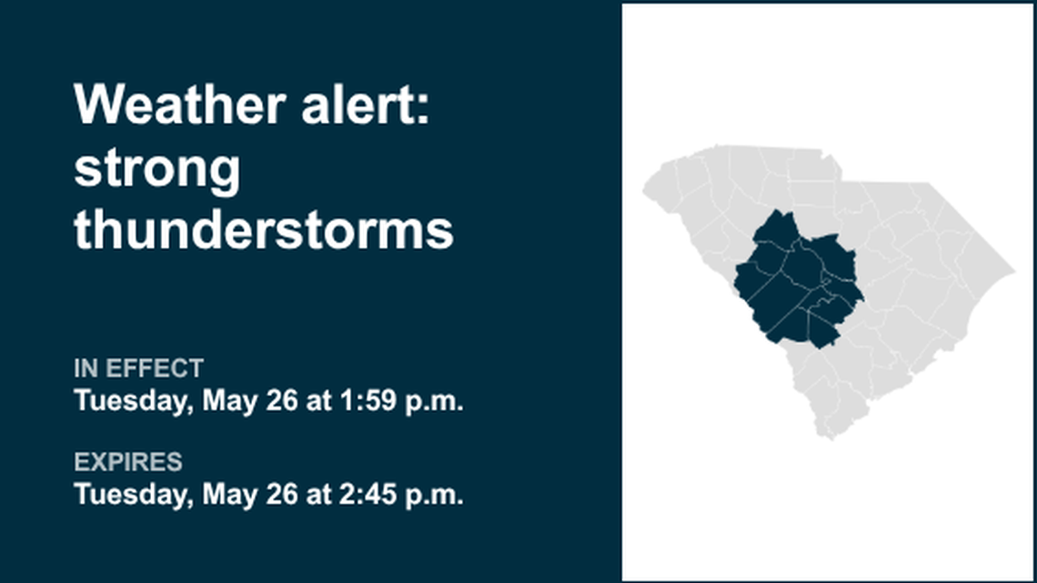 UPDATE: Weather alert active for Midlands Tuesday evening, says the NWS 
