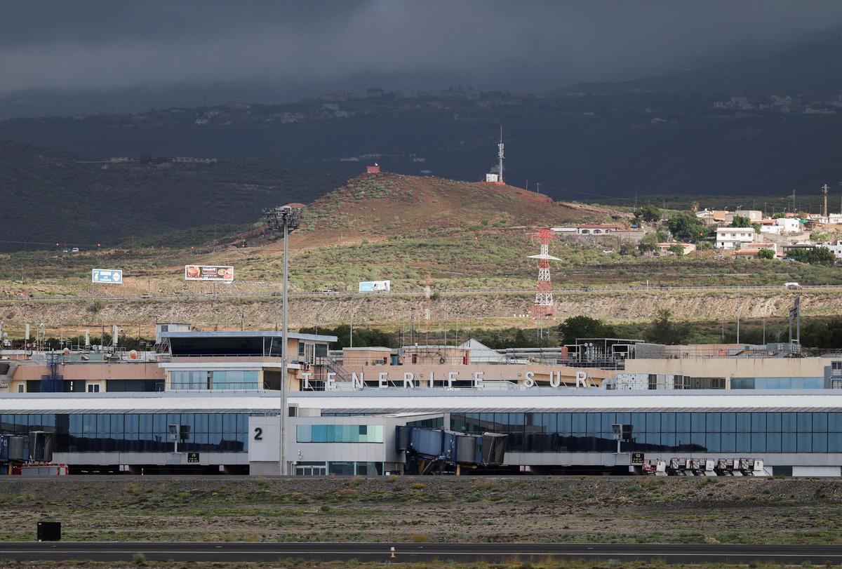 Tenerife South Airport, as the cruise ship MV Hondius hit by a hantavirus outbreak is expected to arrive at the port of Granadilla de Abona, in Tenerife, Canary Islands, Spain, May 9, 2026. REUTERS/Hannah McKay