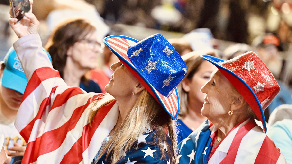 People get ready to take their seats on Tuesday, June 23, 2026, to see President Donald Trump speak at the Mack Truck plant in Lower Macungie Township, Pennsylvania. (April Gamiz/The Allentown Morning Call/TNS)