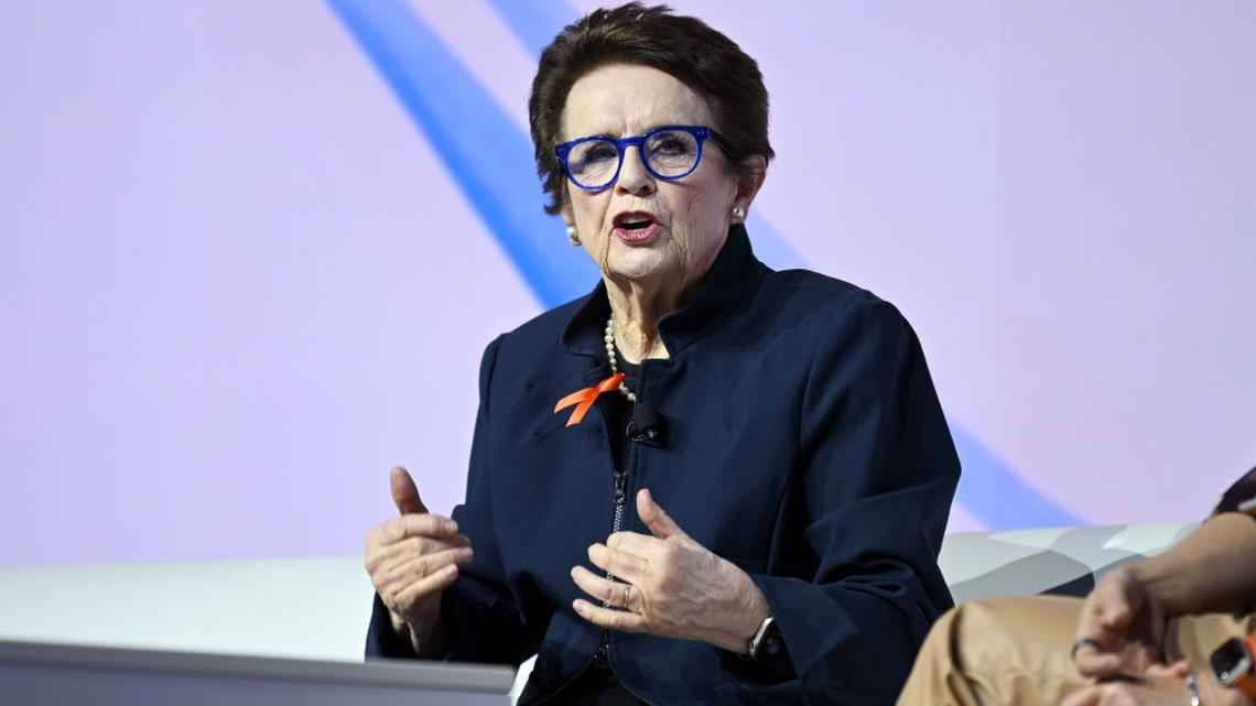 Changemaker Award recipient Billie Jean King in conversation with Juju Chang at ADL’s Never Is Now at the Javits Center in New York City on March 4, 2025.