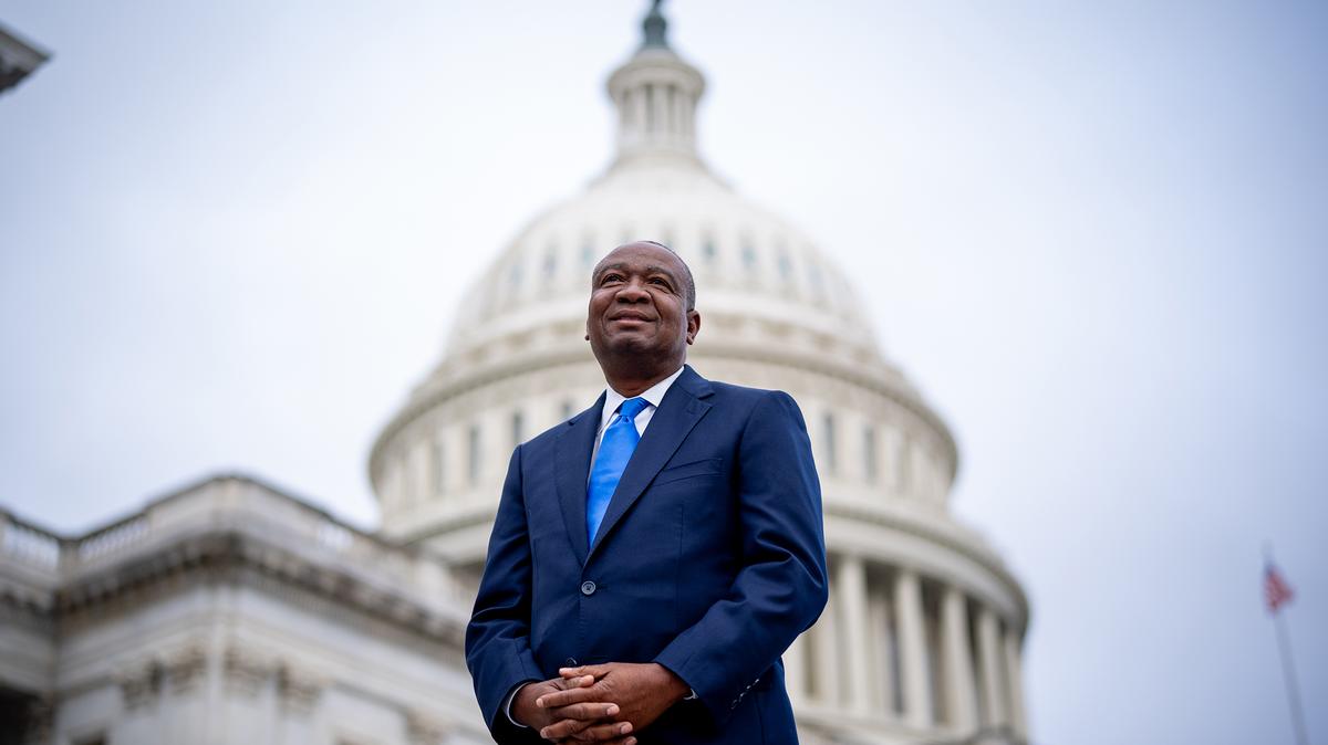 Rep.-elect Cleo Fields (D-LA) poses for a photograph after joining other congressional freshmen of the 119th Congress for a group photograph on the steps of the House of Representatives at the U.S. Capitol Building on Nov. 15, 2024, in Washington, D.C. (Andrew Harnik/Getty Images/TNS)