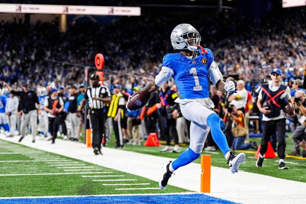  Detroit Lions wide receiver Jameson Williams runs for a touchdown against Green Bay Packers. Junfu Han / USA TODAY NETWORK via Imagn Images