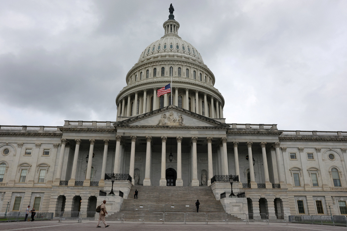 The U.S. flag flies at half staff outside of the U.S. Capitol building the morning after U.S. Sen. Lindsey Graham (R-SC) died “from a brief and sudden illness,” in Washington, D.C., U.S., July 12, 2026. REUTERS/Leah Millis