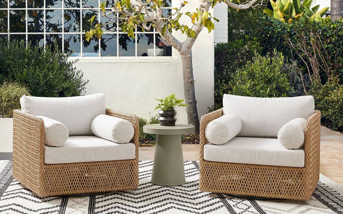  West Elm's Costal Wicker Outdoor Furniture Set.