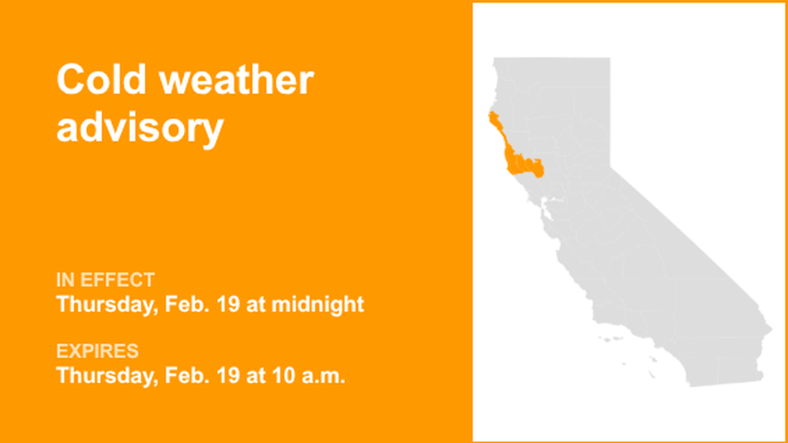 UPDATE: Cold weather advisory active for North Coast Thursday morning 