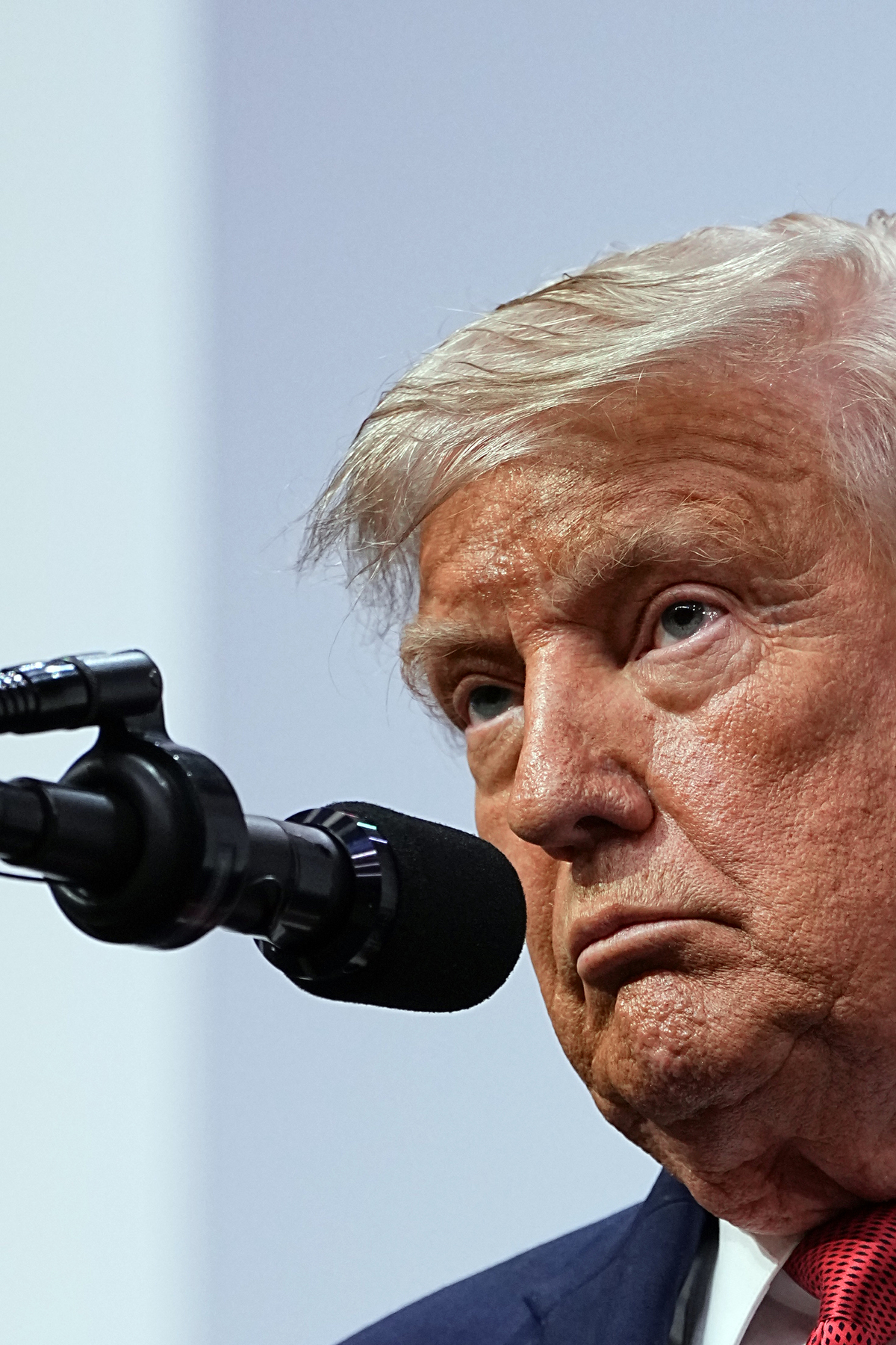President Donald Trump speaks to reporters at a news conference at the G7 Summit in Evian-les-Bains, France, on Wednesday, June 17, 2026. (Haiyun Jiang/The New York Times)