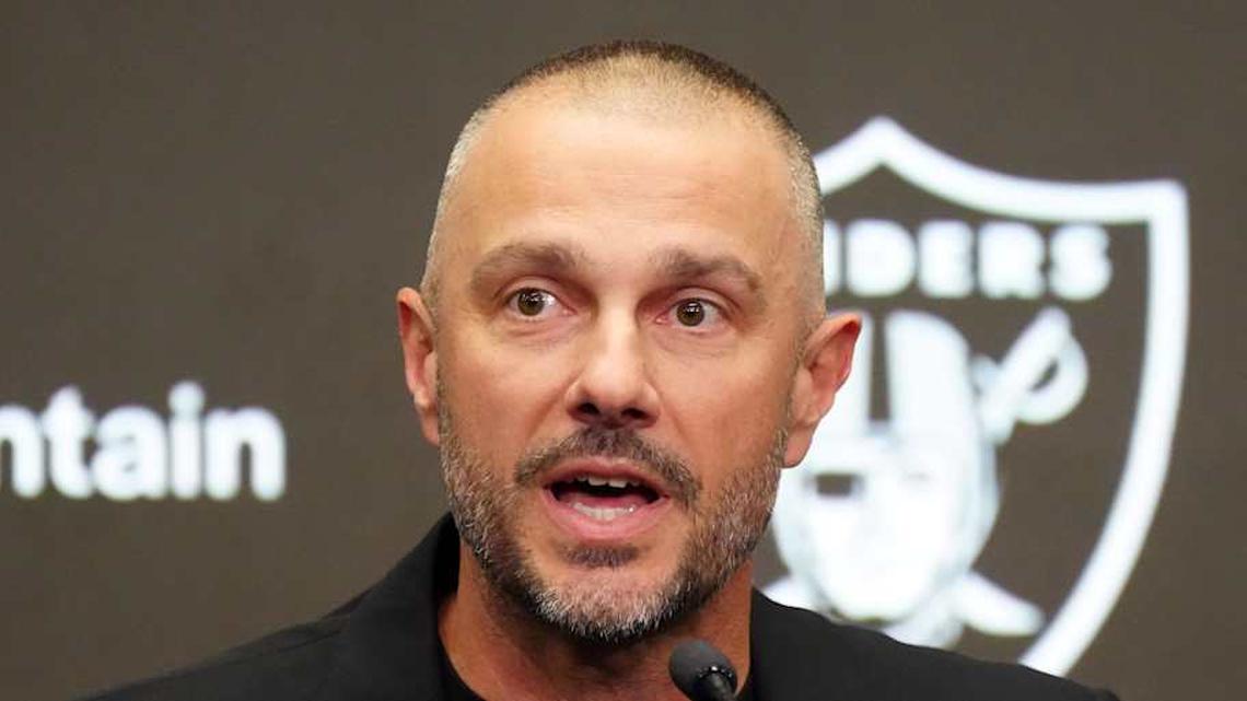  Feb 10, 2026; Henderson, NV, USA; Las Vegas Raiders general manager John Spytek at press conference at Intermountain Health Performance Center. Mandatory Credit: Kirby Lee-Imagn Images | Kirby Lee-Imagn Images 