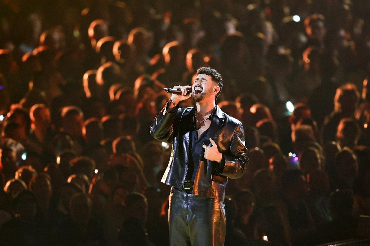 Noam Bettan, representing Israel, performs "Michelle" during the dress rehearsal 2 of the Grand Final of the 2026 Eurovision Song Contest, in Vienna, Austria, May 15, 2026. REUTERS/Lisa Leutner