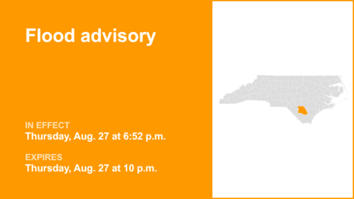 UPDATE: The flood advisory for Bladen County is anticipated to expire at 10 p.m. 