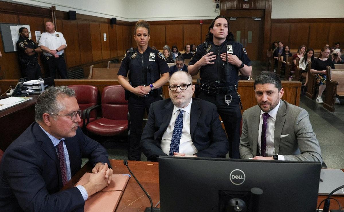 Former Hollywood film producer Harvey Weinstein appears in Manhattan Supreme Court for the retrial of his rape case, in New York City, U.S., May 15, 2026. Timothy A. Clary/Pool via REUTERS