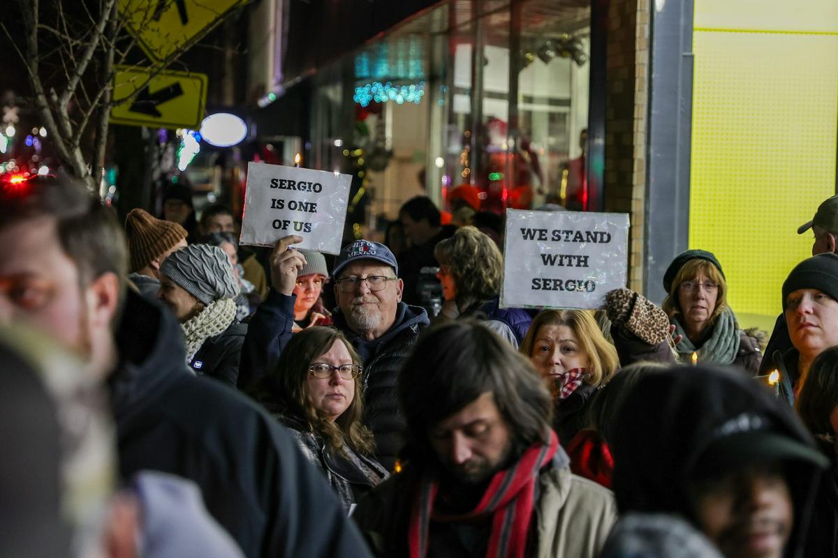  Residents of Danville, Pa., hold a candlelight vigil for local business owner Sergio Chavez Jimenez after he was arrested by ICE on Dec. 27, 2025, and detained at the Clinton County Correctional Facility. Paul Weaver/SOPA Images/LightRocket via Getty Images 