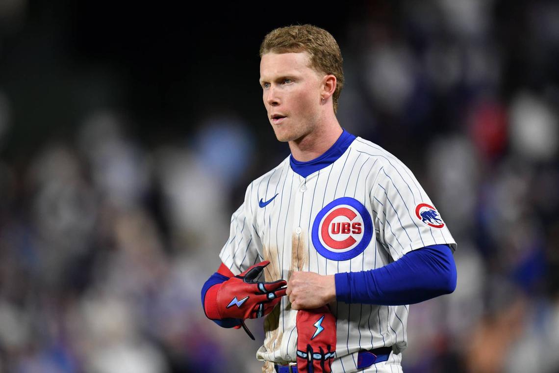  Chicago Cubs center fielder Pete Crow-Armstrong (4) © Patrick Gorski-Imagn Images