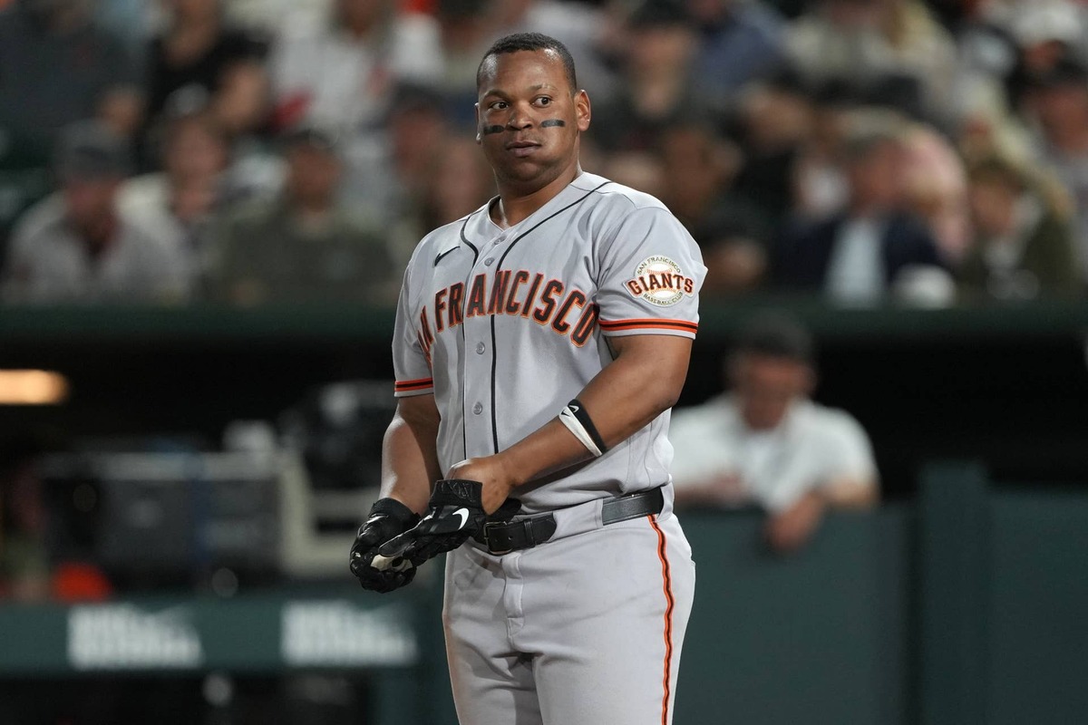  May 16, 2026; West Sacramento, California, USA; San Francisco Giants first baseman Rafael Devers (16) during the eighth inning against the Athletics at Sutter Health Park. Mandatory Credit: Darren Yamashita-Imagn Images
