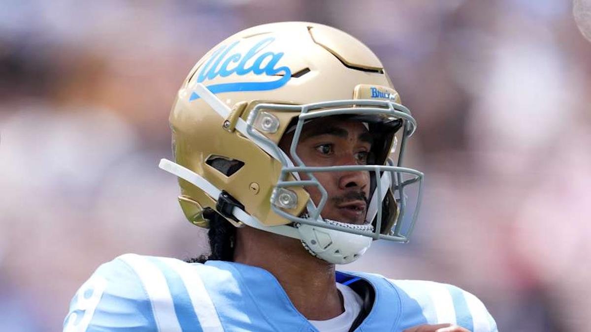 May 2, 2026; Pasadena, CA, USA; UCLA Bruins quarterback Nico Iamaleava (9) throws the ball during the spring game at Rose Bowl. Mandatory Credit: Kirby Lee-Imagn Images | Kirby Lee-Imagn Images 