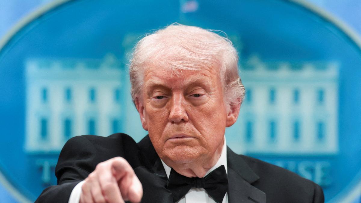 U.S. President Donald Trump takes questions from media at a press briefing at the White House, following a shooting incident during the annual White House Correspondents’ Association dinner, in Washington, D.C., U.S., April 25, 2026. REUTERS/Jonathan Ernst