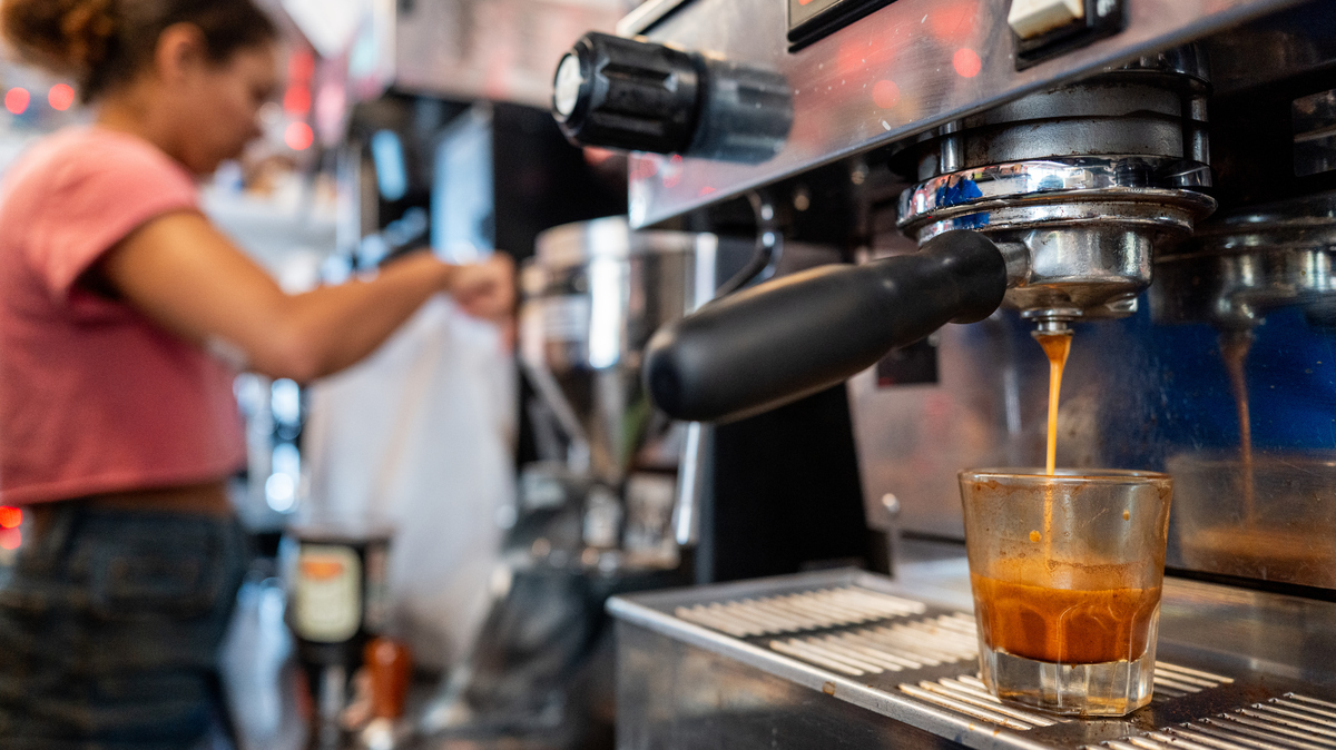 Price Of Coffee Poised To Spike From Trump Tariff Impact. A glass of espresso is being prepared at the Summer Moon Coffee roastery on May 02, 2025 in Austin, Texas.