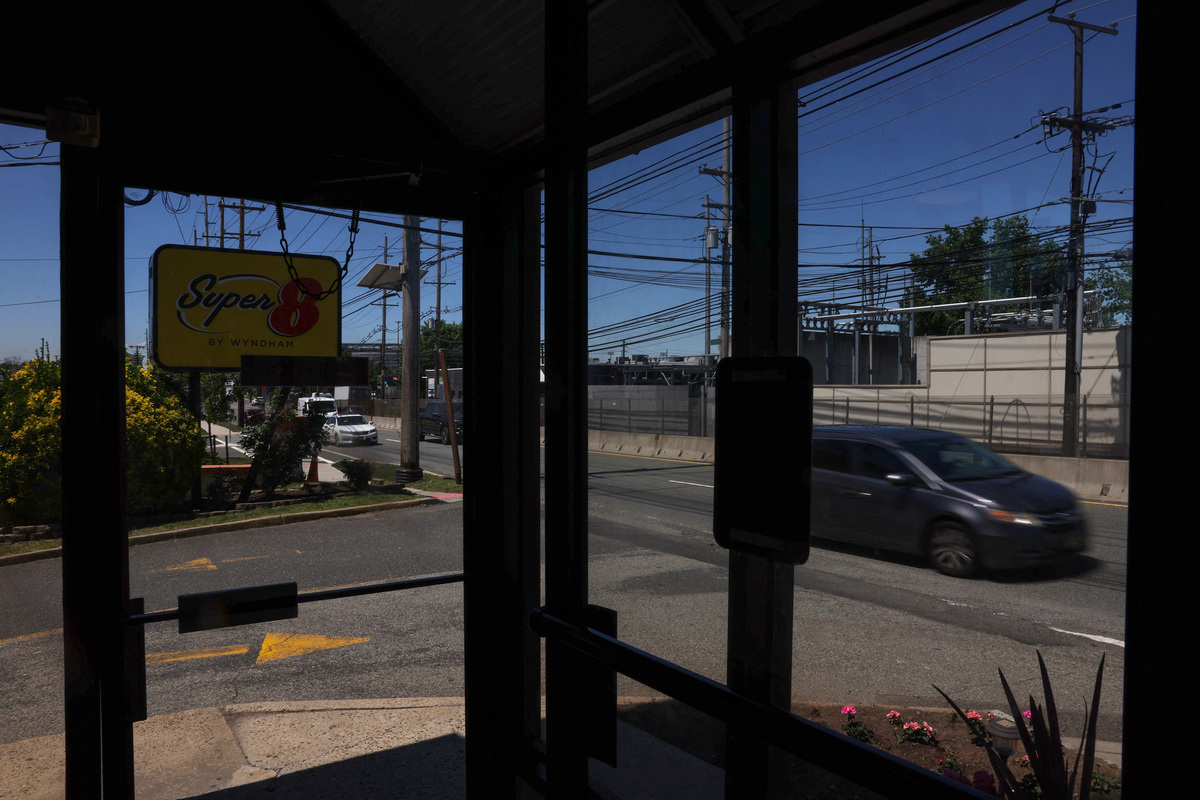 The lobby of the Super 8 by the Wyndham budget hotel in Carlstadt, New Jersey, U.S., June 8, 2026. REUTERS/Shannon Stapleton