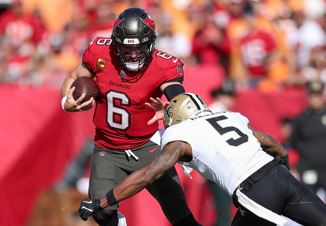  Tampa Bay Buccaneers quarterback Baker Mayfield is no fan of the New Orleans Saints Nathan Ray Seebeck-Imagn Images