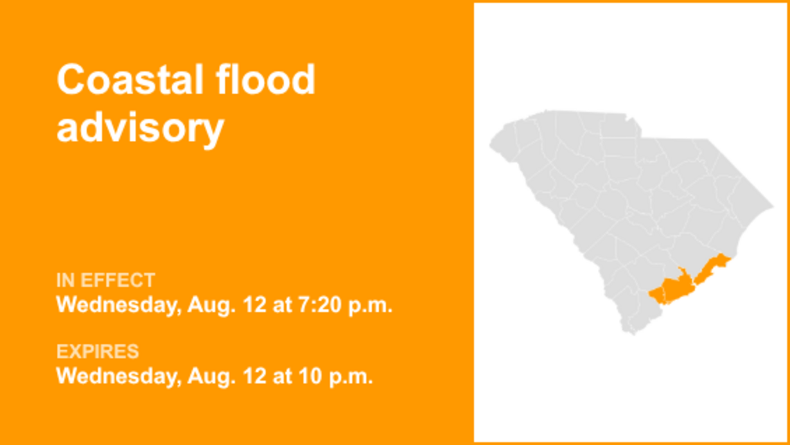 Coastal flood advisory active for Coastal Colleton and Charleston County Wednesday night 