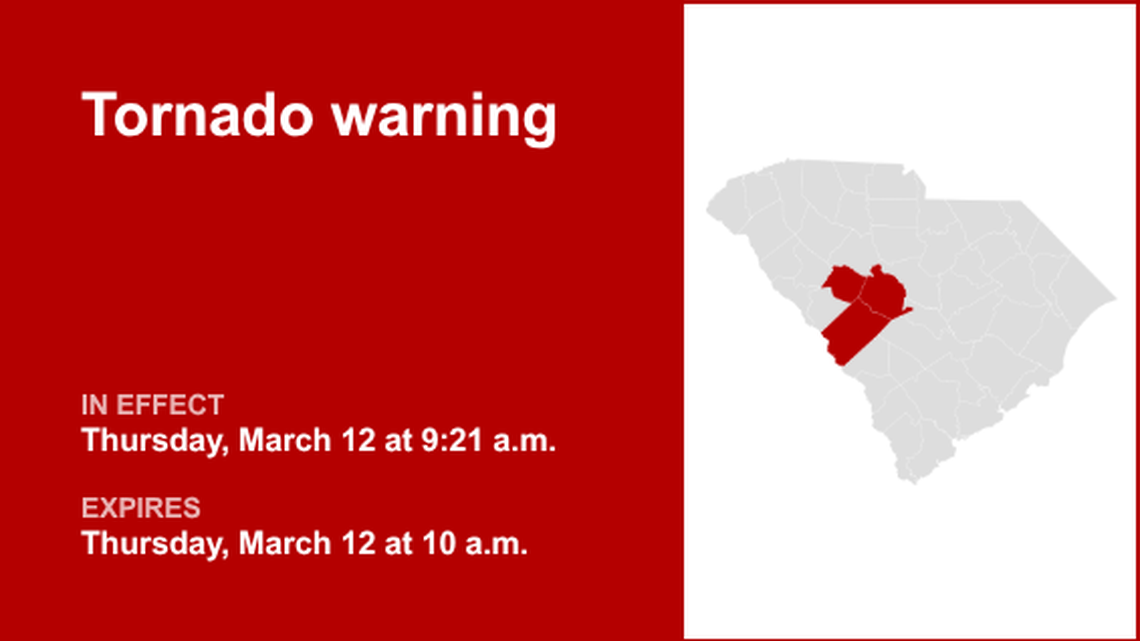 UPDATE: Lexington County under a tornado warning Thursday morning - take cover now 