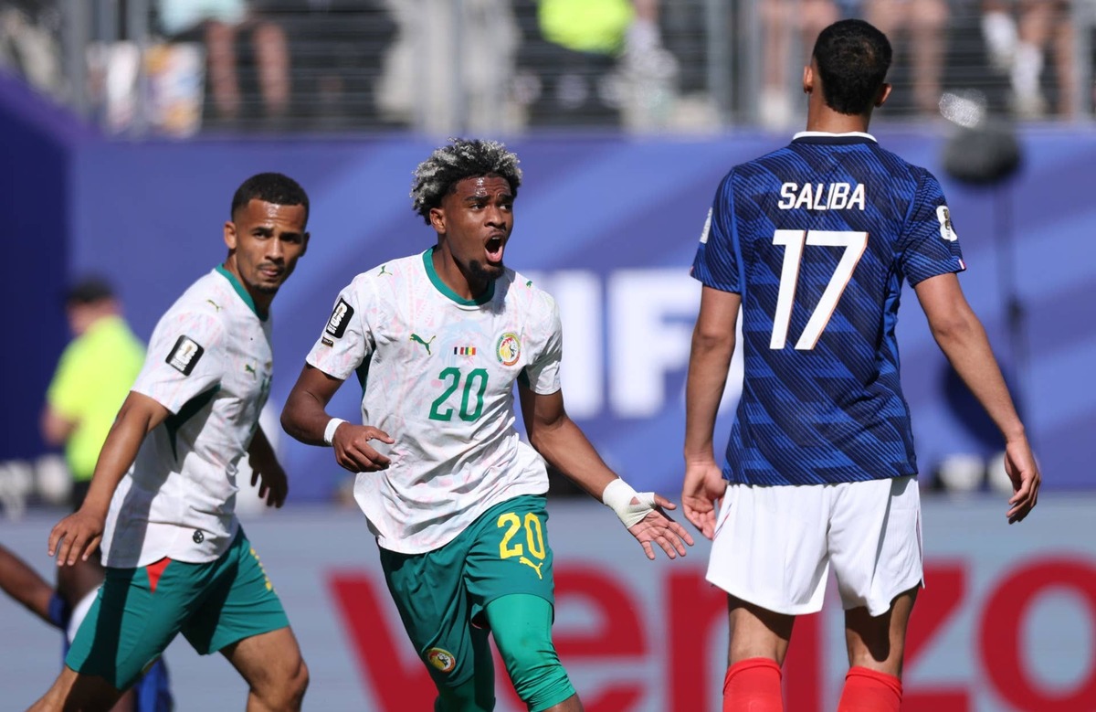  Ibrahim Mbaye #20 of Senegal celebrates scoring his team's first goal during the FIFA World Cup 2026 Group I match between France and Senegal at New York New Jersey Stadium on June 16, 2026 in East Rutherford, New Jersey. (Photo by Kevin C. Cox/Getty Images) Photo by Kevin C. Cox/Getty Images