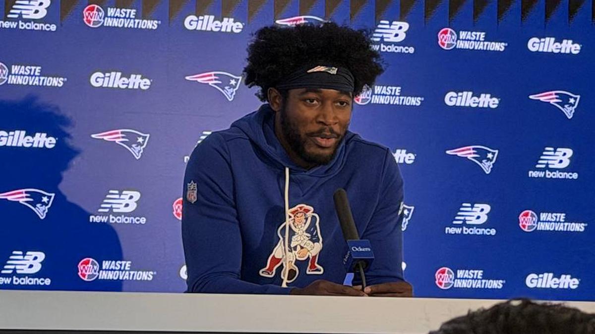 New England Patriots wide receiver Romeo Doubs spoke to the media following the team's offseason workouts. | Ethan Hurwitz / Patriots On SI 