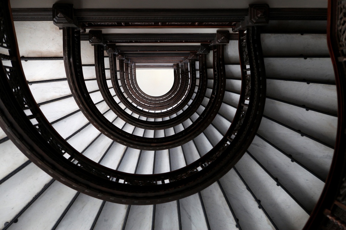  The Rookery’s famed spiral staircase, pictured here in 2013. 