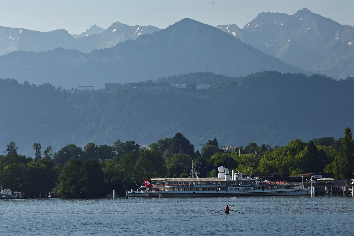 The Buergenstock resort, in Obbuergen, where possible talks between the U.S. and Iranian delegations after the two countries' presidents signed an interim deal aimed at ending the war could take place, is seen from Lucerne, Switzerland, June 19, 2026. REUTERS/Denis Balibouse