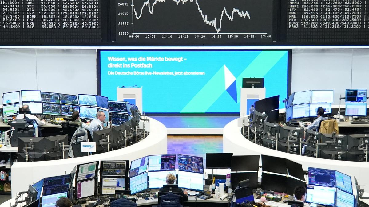 The German share price index DAX graph is pictured at the stock exchange in Frankfurt, Germany, April 28, 2026. REUTERS/Staff