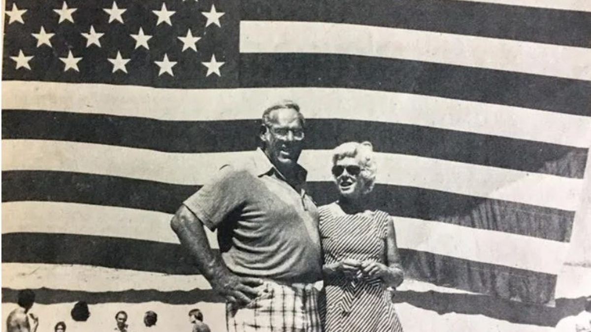 A 1976 photo shows Bob Older and his wife, Barbara. As America celebrates its 250th anniversary, the Daily Press looks back at the massive U.S. flag commissioned by Older that once waved over the High Desert during the nation’s Bicentennial.