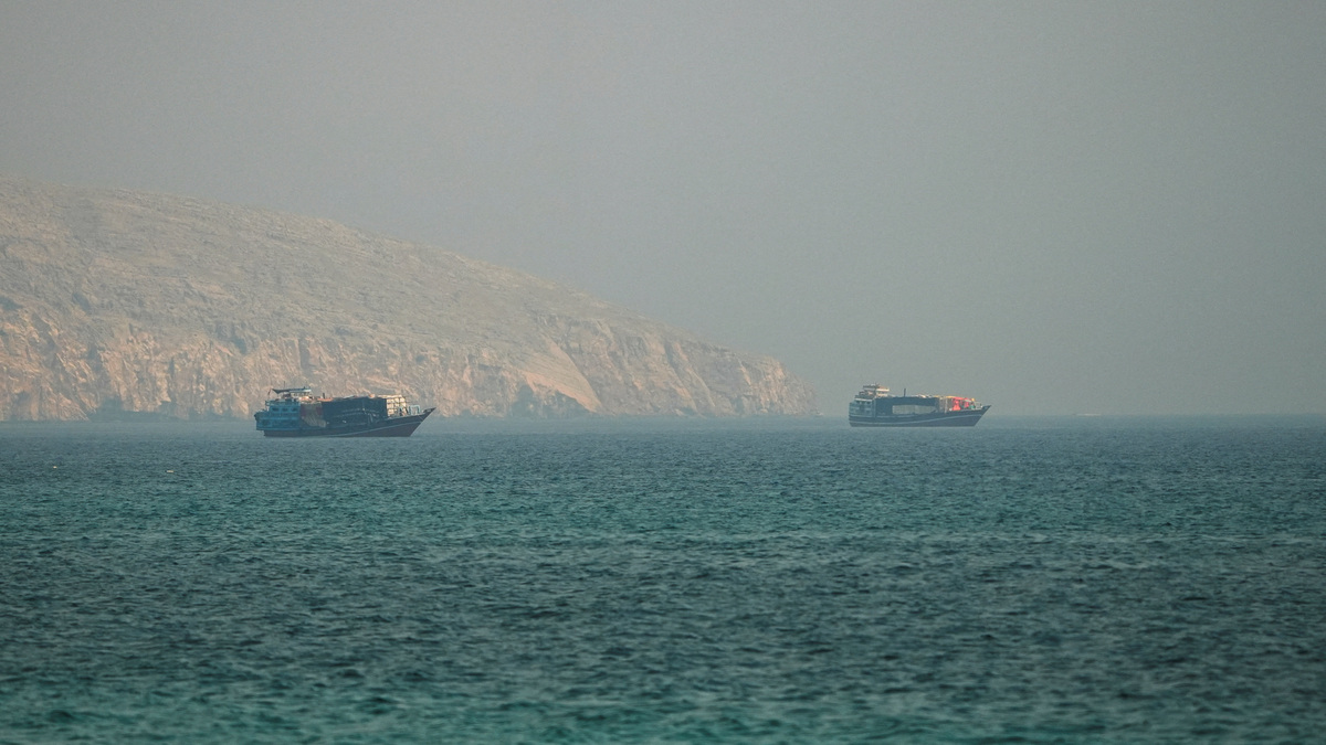 Vessels at the Strait of Hormuz, as seen from Musandam, Oman, July 9, 2026. REUTERS/Stringer
