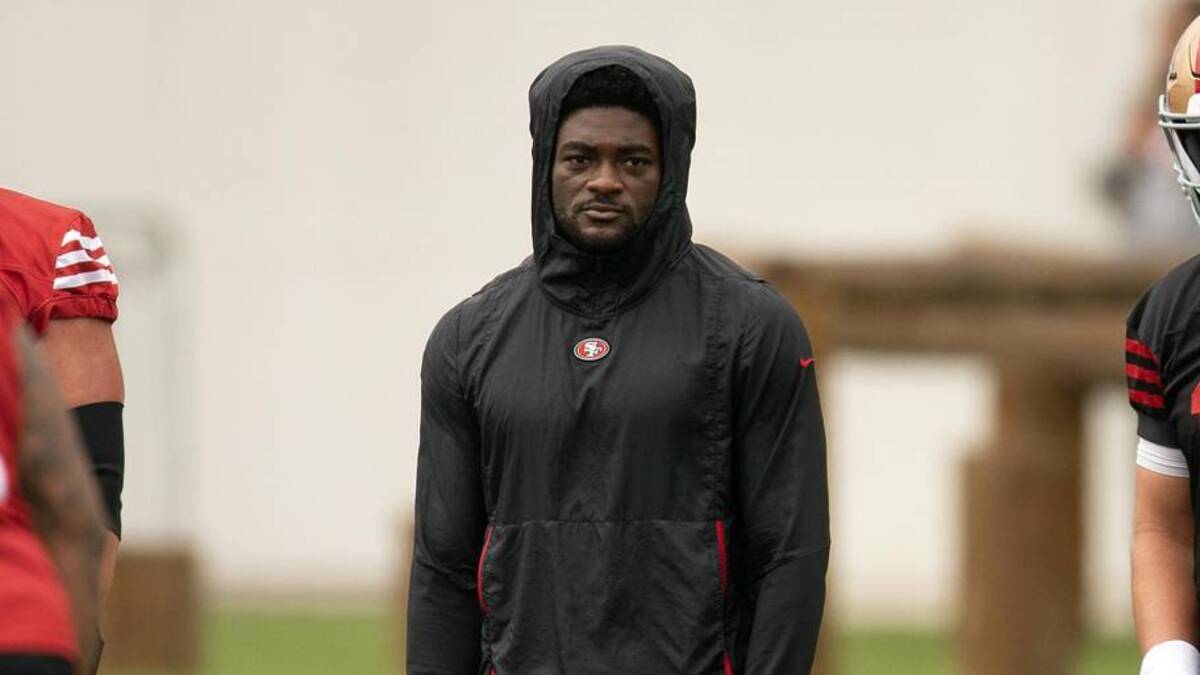  Jul 24, 2025; Santa Clara, CA, USA; San Francisco 49ers wide receiver Brandon Aiyuk (in black hoodie) watches his teammates work out during the second day of training camp. Mandatory Credit: D. Ross Cameron-Imagn Images | D. Ross Cameron-Imagn Images 