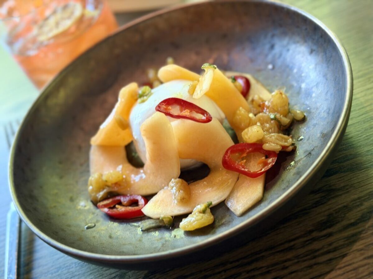  Shaved melon was a flavorful addition to burrata at The Salt Line at Vassar. Photo credit: Cathy Bennett Kopf 