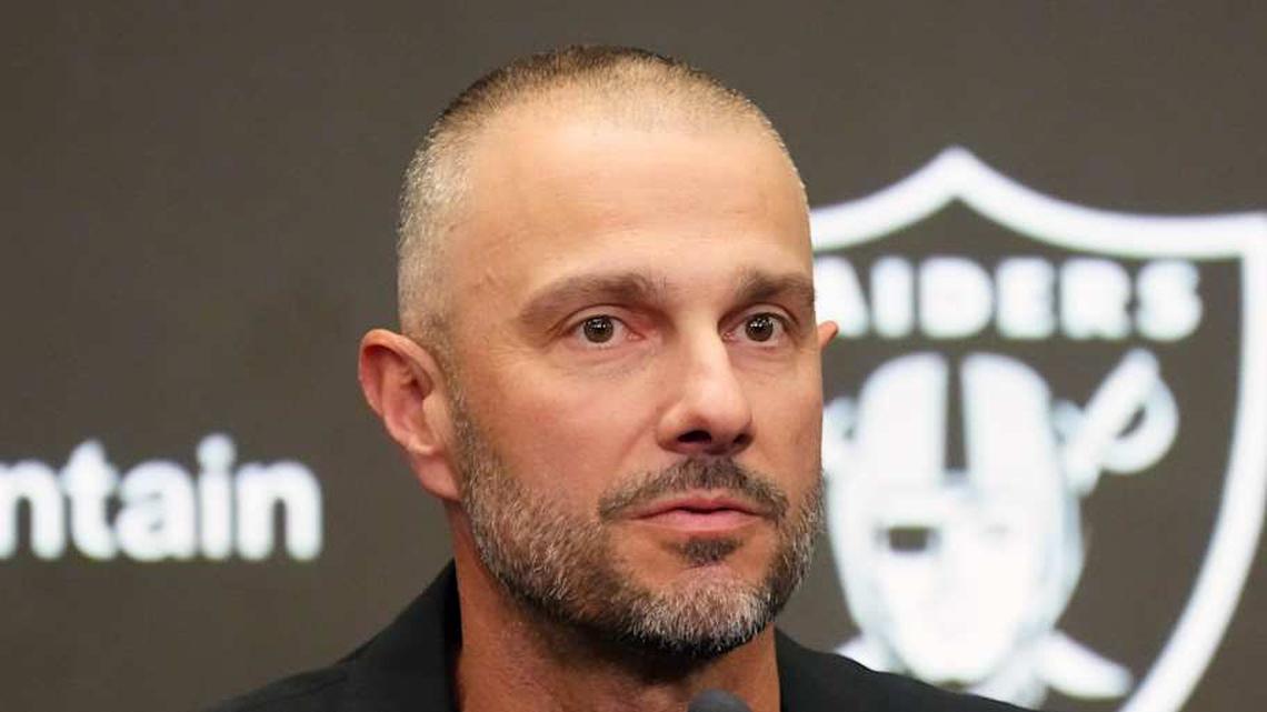  Feb 10, 2026; Henderson, NV, USA; Las Vegas Raiders general manager John Spytek at press conference at Intermountain Health Performance Center. Mandatory Credit: Kirby Lee-Imagn Images | Kirby Lee-Imagn Images 