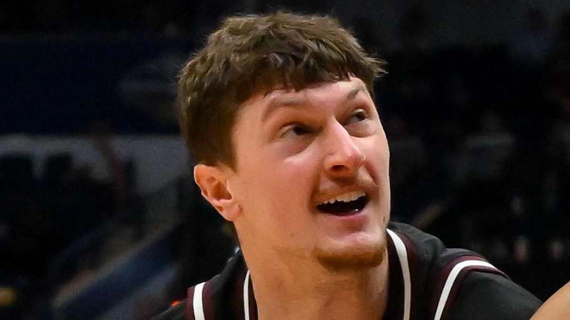  Mar 11, 2026; Nashville, TN, USA; Auburn Tigers guard Keyshawn Hall (7) strips the ball from Mississippi State Bulldogs forward Sergej Macura (11) during the second half at Bridgestone Arena. Mandatory Credit: Steve Roberts-Imagn Images | Steve Roberts-Imagn Images 