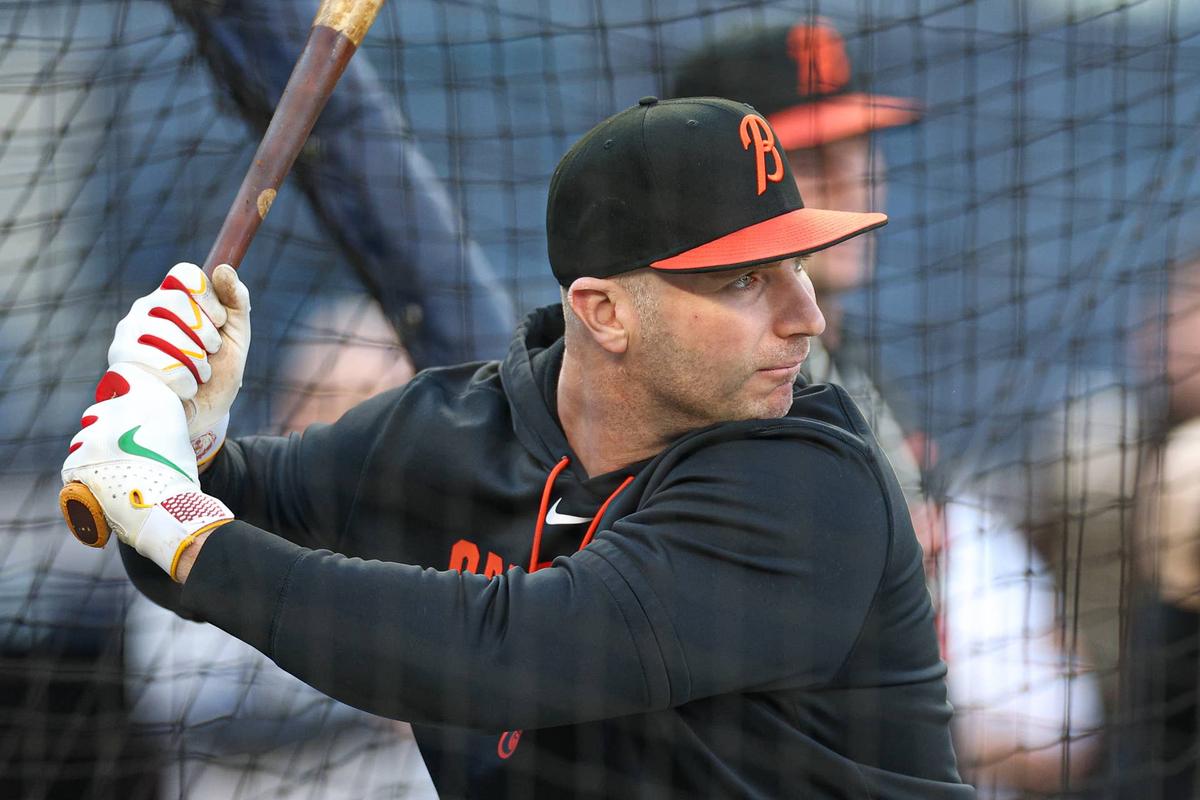  May 1, 2026; Bronx, New York, USA; Baltimore Orioles first baseman Pete Alonso (25) takes batting practice before the game against the New York Yankees at Yankee Stadium. Mandatory Credit: Vincent Carchietta-Imagn Images