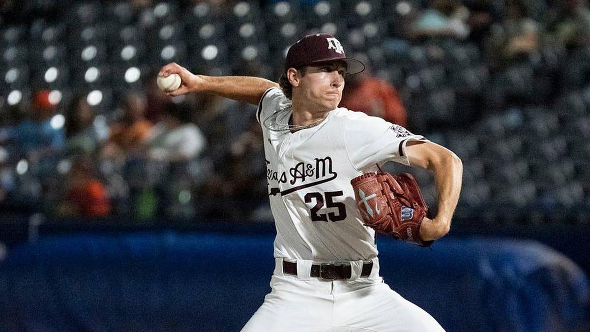  Texas A&M Aggies' Clayton Freshcorn (25) pitches as Auburn Tigers take on Texas A&M Aggies during the SEC baseball tournament at Hoover Metropolitan Stadium in Hoover, Ala. on Friday, May 22, 2026. Auburn Tigers defeated Texas A&M Aggies 7-0. | Jake Crandall/ Advertiser / USA TODAY NETWORK via Imagn Images 