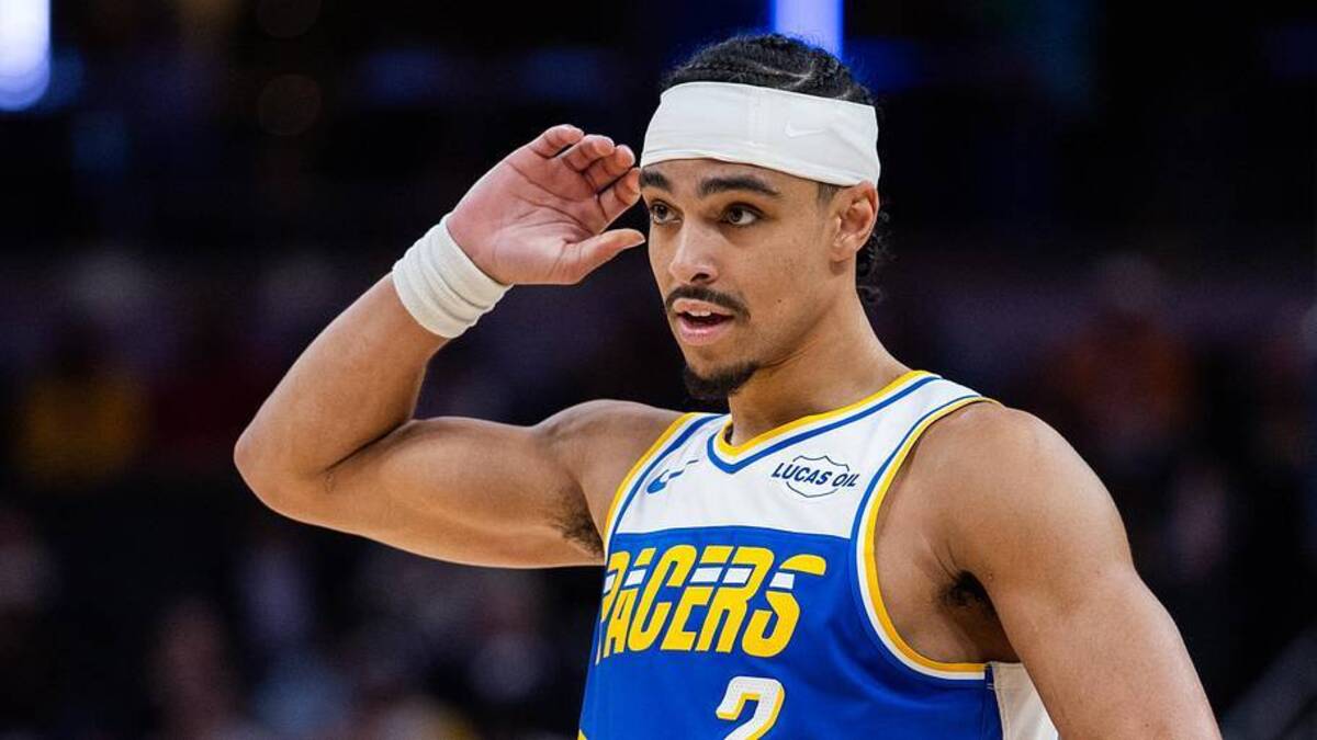  Mar 29, 2026; Indianapolis, Indiana, USA; Indiana Pacers guard Andrew Nembhard (2) in the second half against the Miami Heat at Gainbridge Fieldhouse. | Trevor Ruszkowski-Imagn Images 