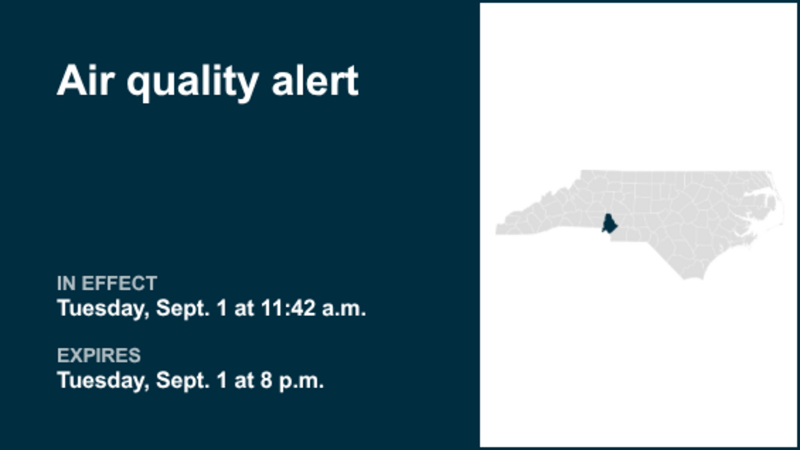Air quality alert for Mecklenburg County until Tuesday evening, says the NWS 