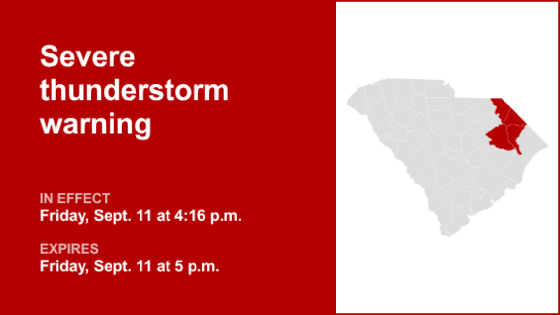UPDATE: The current severe thunderstorm warning for Marlboro County will expire at 5:30 p.m. 