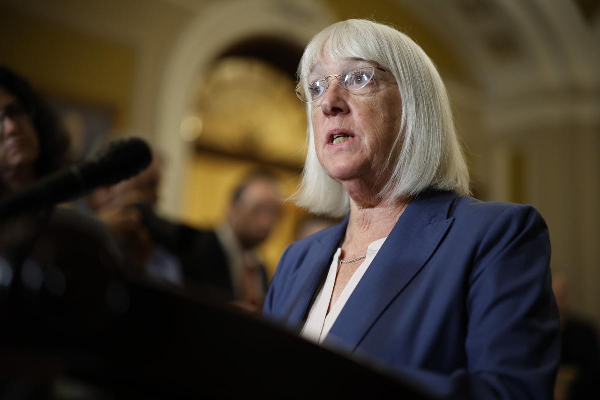 Sen. Patty Murray, a Washington Democrat, speaks during a press conference in Washington, D.C., on September 12, 2023.