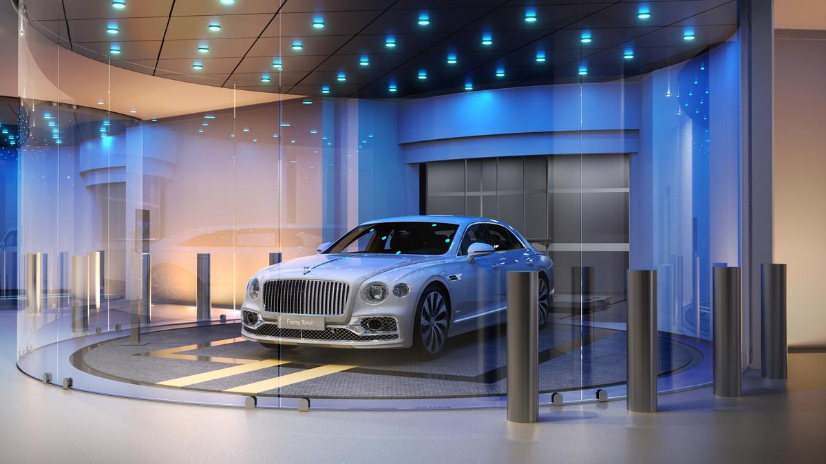  A rendering of the “Dezervator” car elevator at the Bentley Residences tower. 