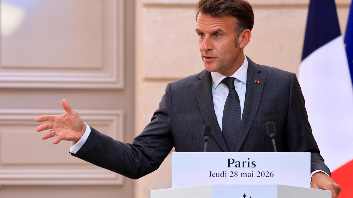 France's President Emmanuel Macron speaks at The Elysee Presidential Palace in Paris, France May 28, 2026.  LUDOVIC MARIN/Pool via REUTERS/File Photo