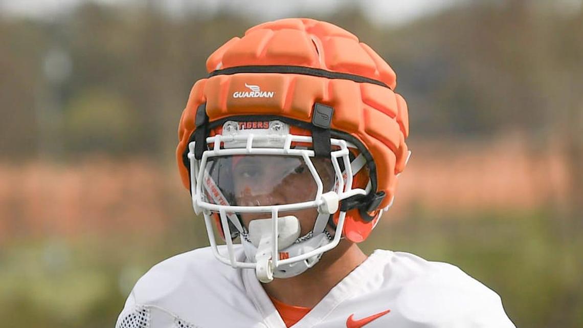  Clemson cornerbacks coach Mike Reed instructs Avieon Terrell (8) during Spring Practice in Clemson, S.C. Monday, March 24, 2025. | Ken Ruinard / staff / USA TODAY NETWORK via Imagn Images 