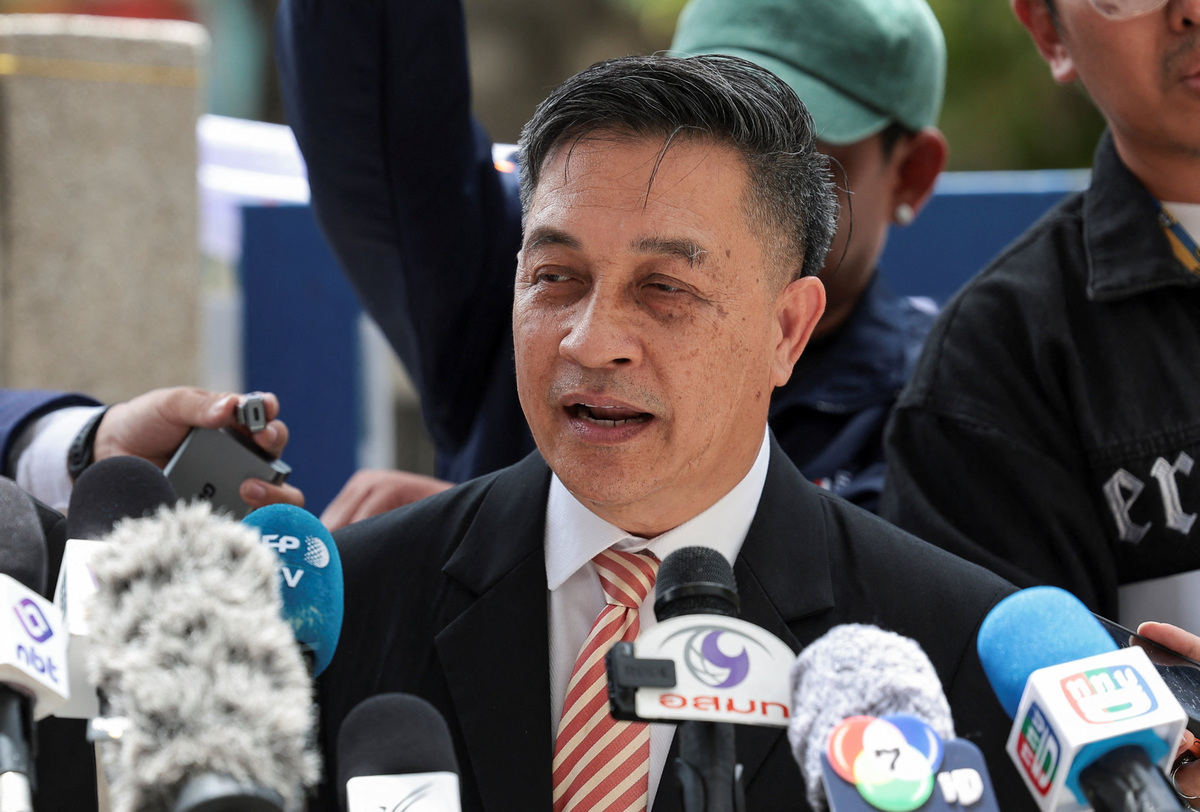 Choochat Kanpai, Bilal Mohammed's lawyer, speaks to the members of the media after a Thai criminal court found Yusufu Mieraili and Bilal Mohammed, also known as Adem Karadag, guilty and sentenced them to death over the August 17, 2015, Bangkok blast that killed 20 people, at South Bangkok Criminal Court, in Bangkok, Thailand, June 11, 2026. REUTERS/Chalinee Thirasupa